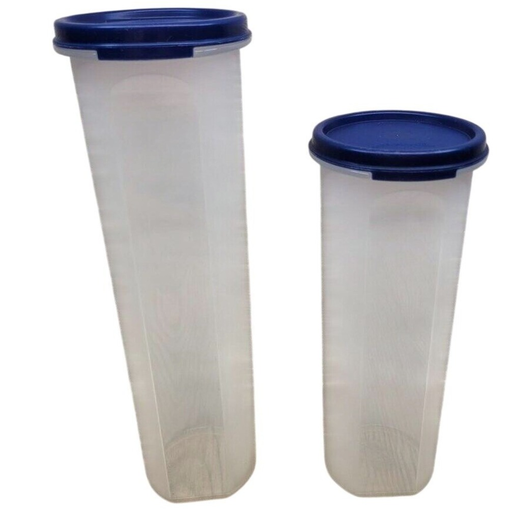 Set Of 2 Tupperware Modular Mates Storage Containers Blue Seals 1643 1661G Vtg‎